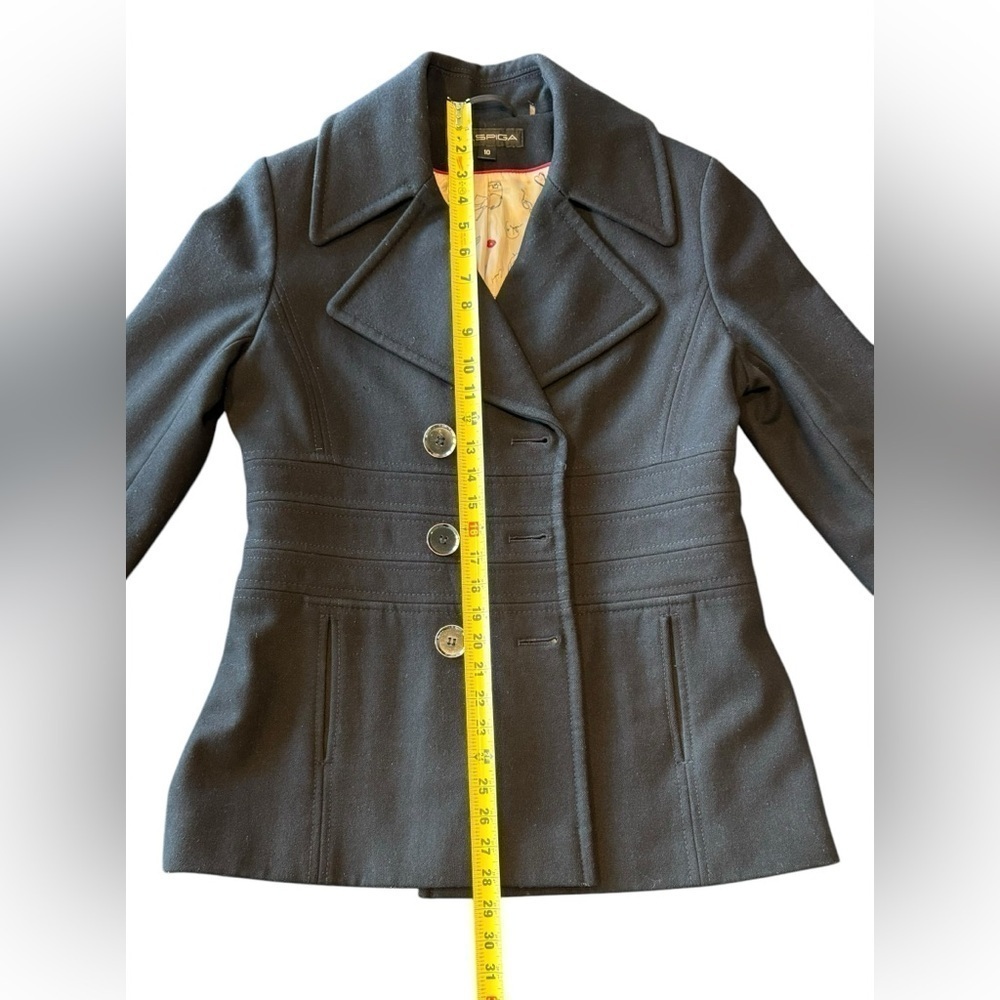 Via Spiga Black Pea Coat Double Breasted Wool Blend Womens Size 10 - Picture 9 of 14